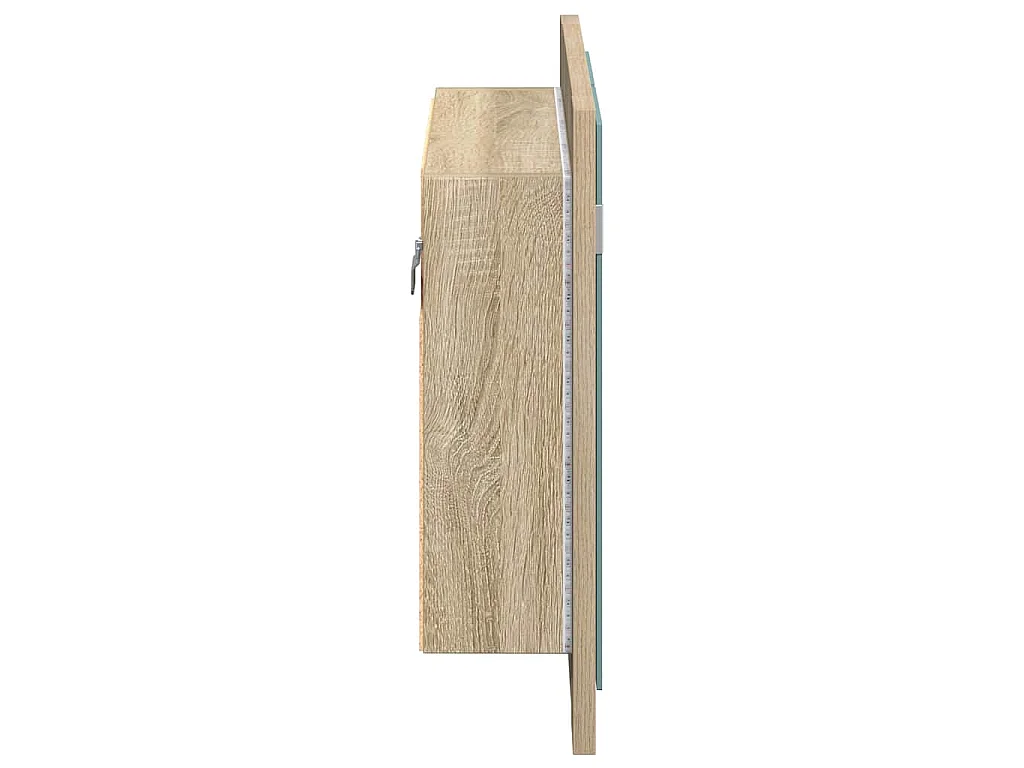 Armadietto a Specchio con Luci LED Rovere Sonoma in Acrilico