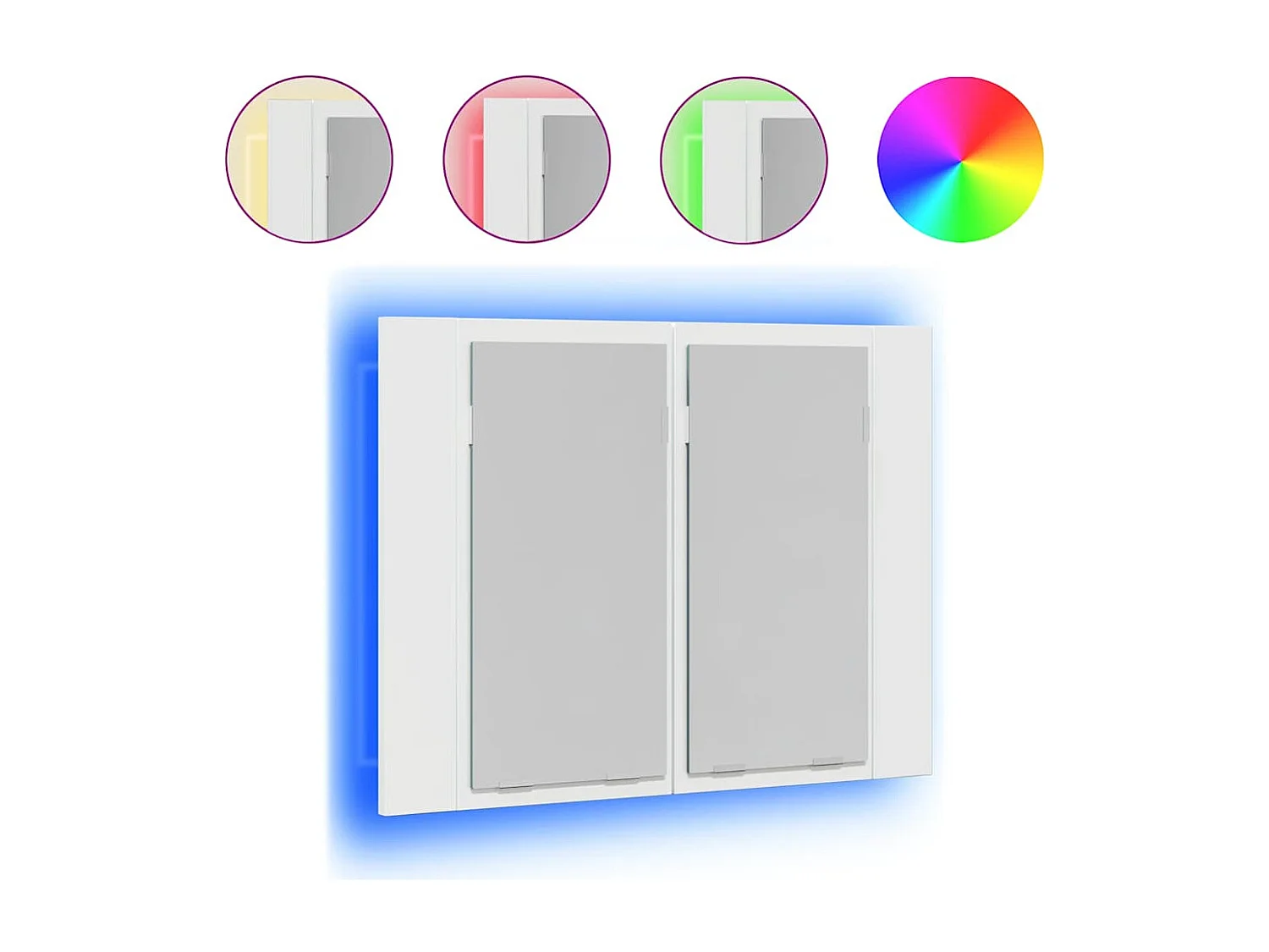 Armoire à miroir de bain à LED Blanc brillant Acrylique