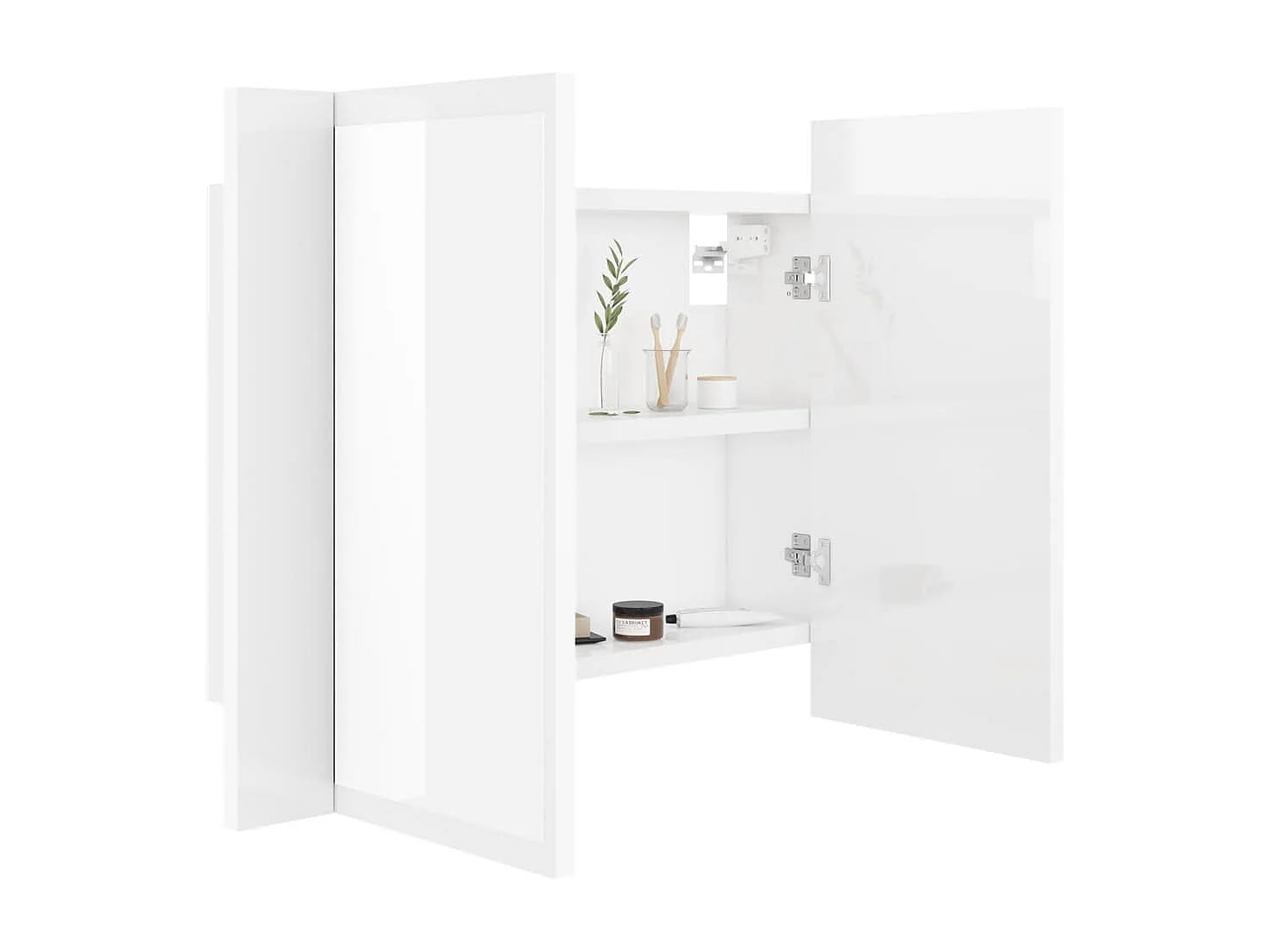 Armoire à miroir de bain à LED Blanc brillant Acrylique