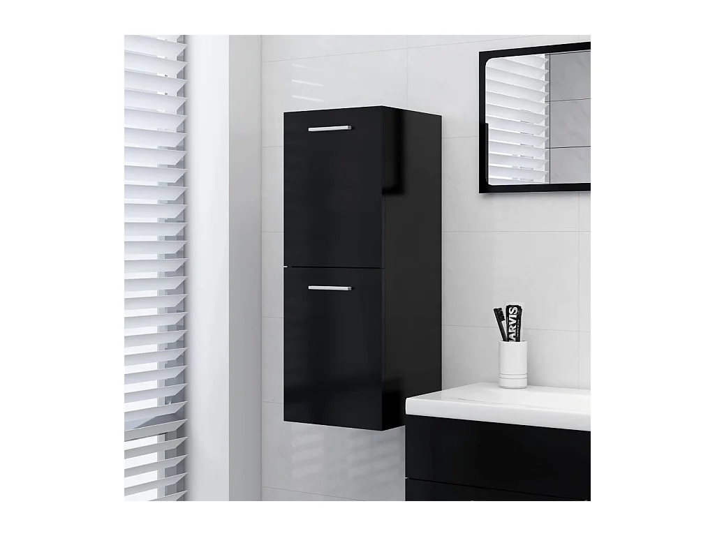 Armario de baño madera contrachapada negro 30x30x80 cm