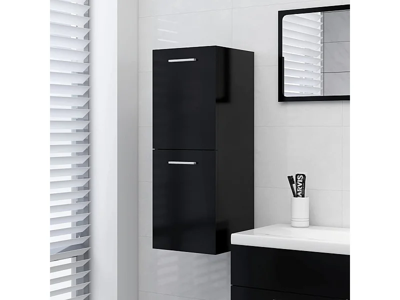 Armário de casa de banho 30x30x80 cm derivados de madeira preto