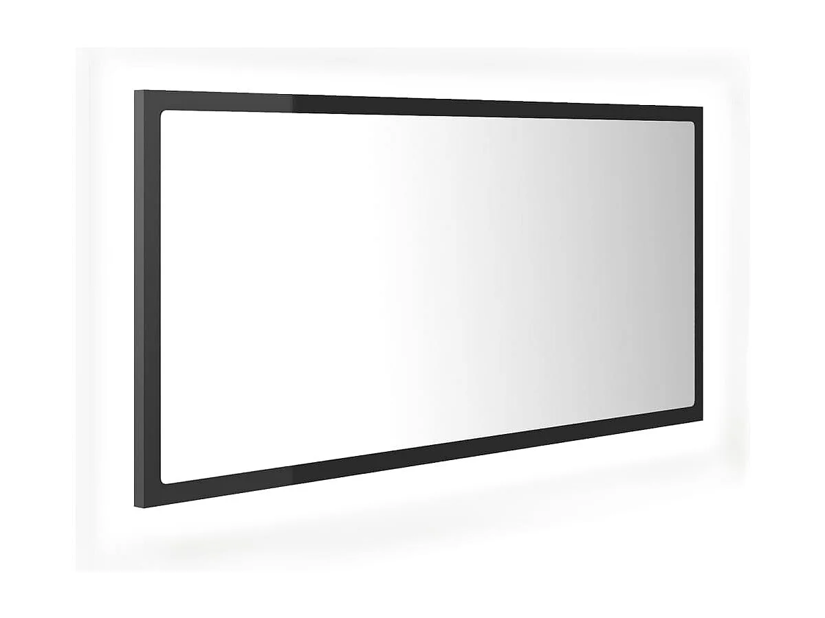 Espelho casa banho c/ LED 90x8,5x37 cm acrílico cinza brilhante