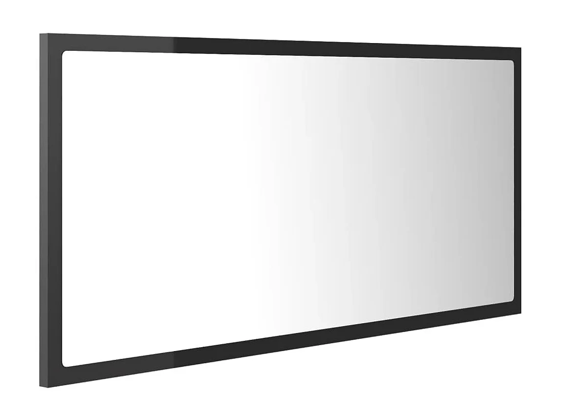 Espelho casa banho c/ LED 90x8,5x37 cm acrílico cinza brilhante
