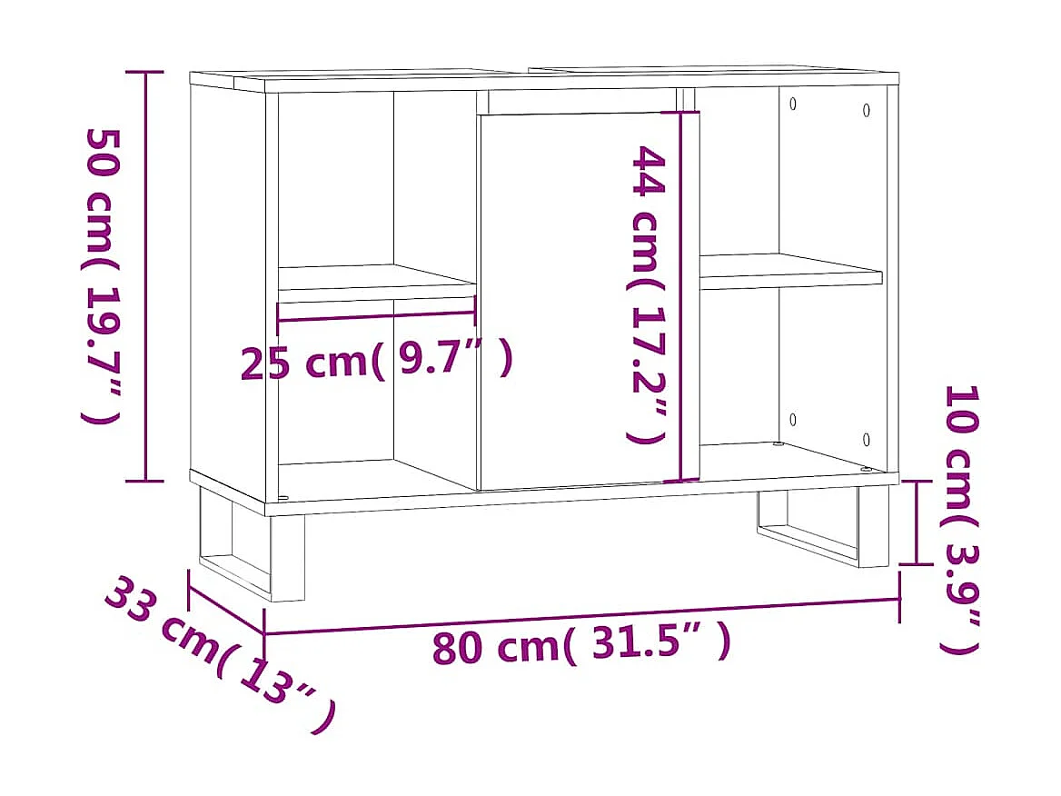 Armoire de salle de bain blanc brillant 80x33x60 cm