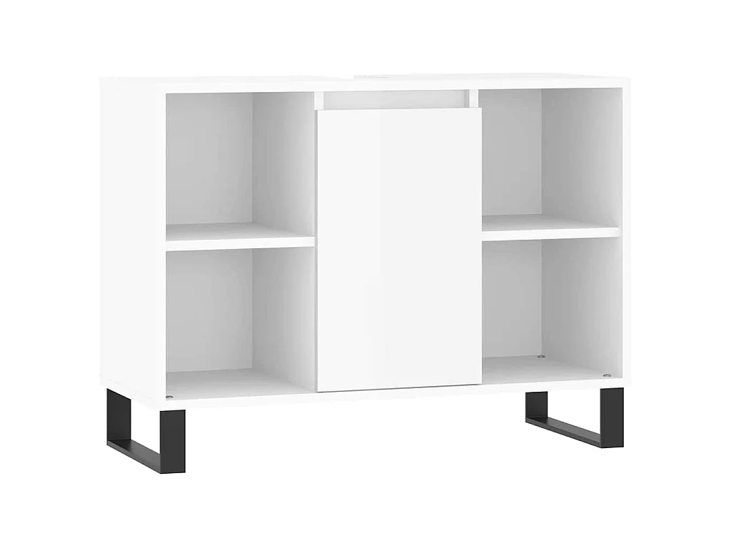 Armadietto Bagno Bianco Lucido 80x33x60cm in Legno Multistrato