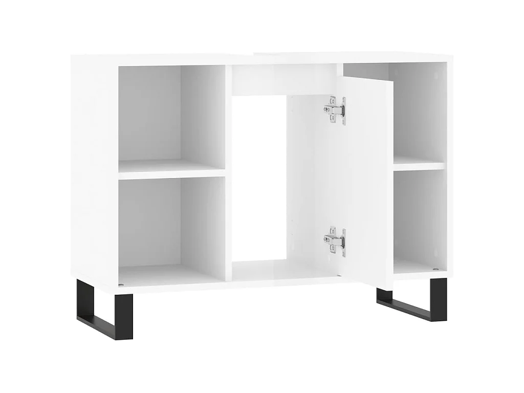 Armadietto Bagno Bianco Lucido 80x33x60cm in Legno Multistrato