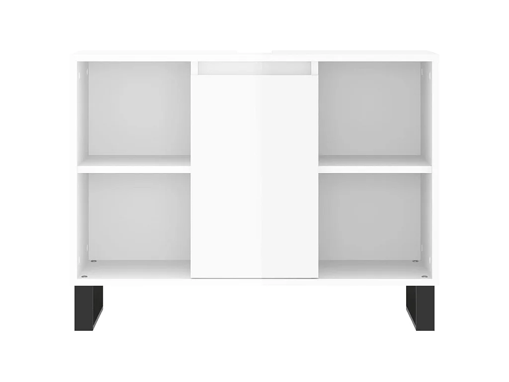Armadietto Bagno Bianco Lucido 80x33x60cm in Legno Multistrato