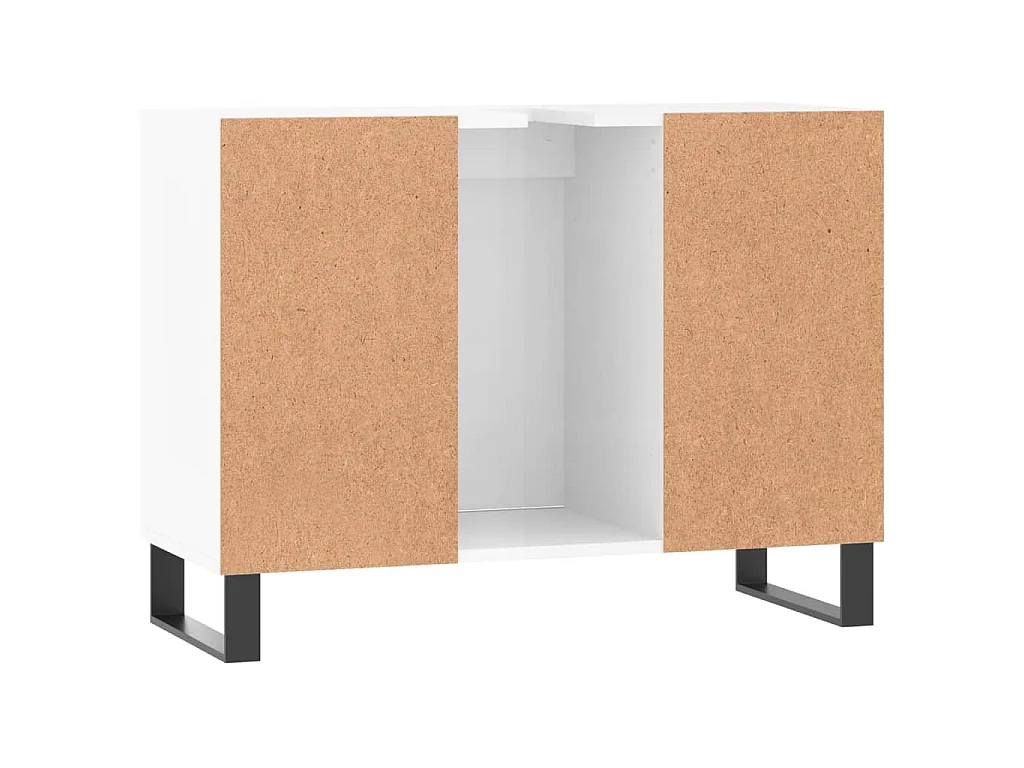 Armadietto Bagno Bianco Lucido 80x33x60cm in Legno Multistrato