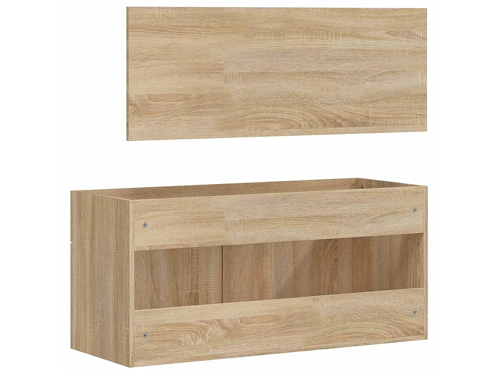 Badkamerkast met spiegel bewerkt hout sonoma eikenkleurig