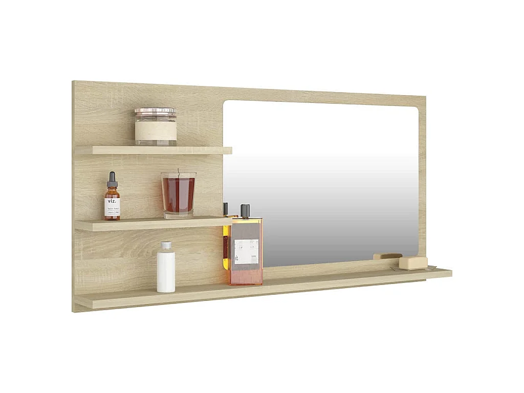 Specchio da Bagno Rovere Sonoma 90x10,5x45 cm Legno Multistrato