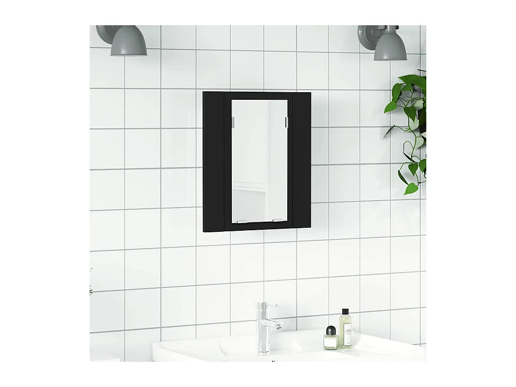 Armoire à miroir de salle de bain LED Noir 40x12x45cm Acrylique