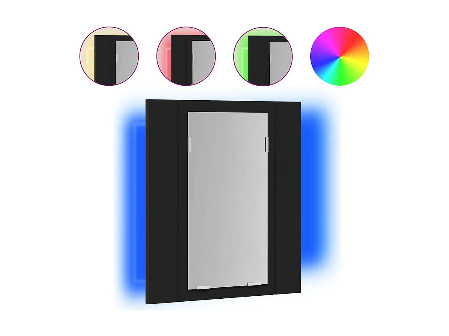 Badkamerkast met spiegel en LED 40x12x45 cm acryl zwart