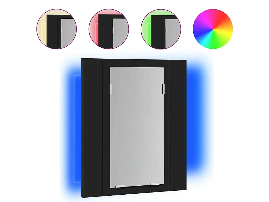 Armadietto a Specchio con Luci LED Nero 40x12x45 cm in Acrilico