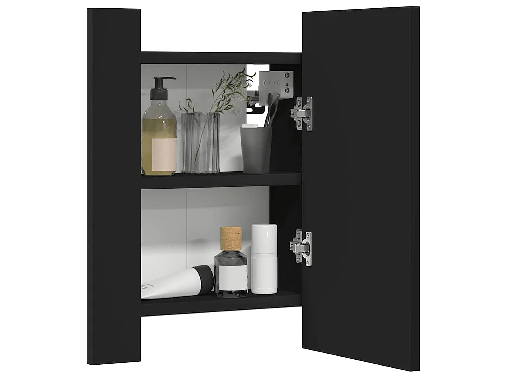 Armadietto a Specchio con Luci LED Nero 40x12x45 cm in Acrilico