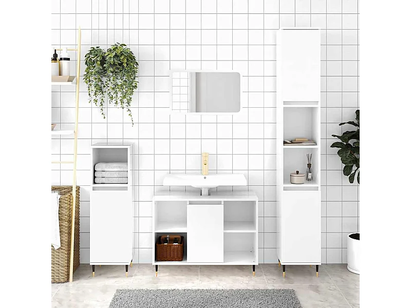 Armoire de salle de bain blanc brillant 80x33x60 cm