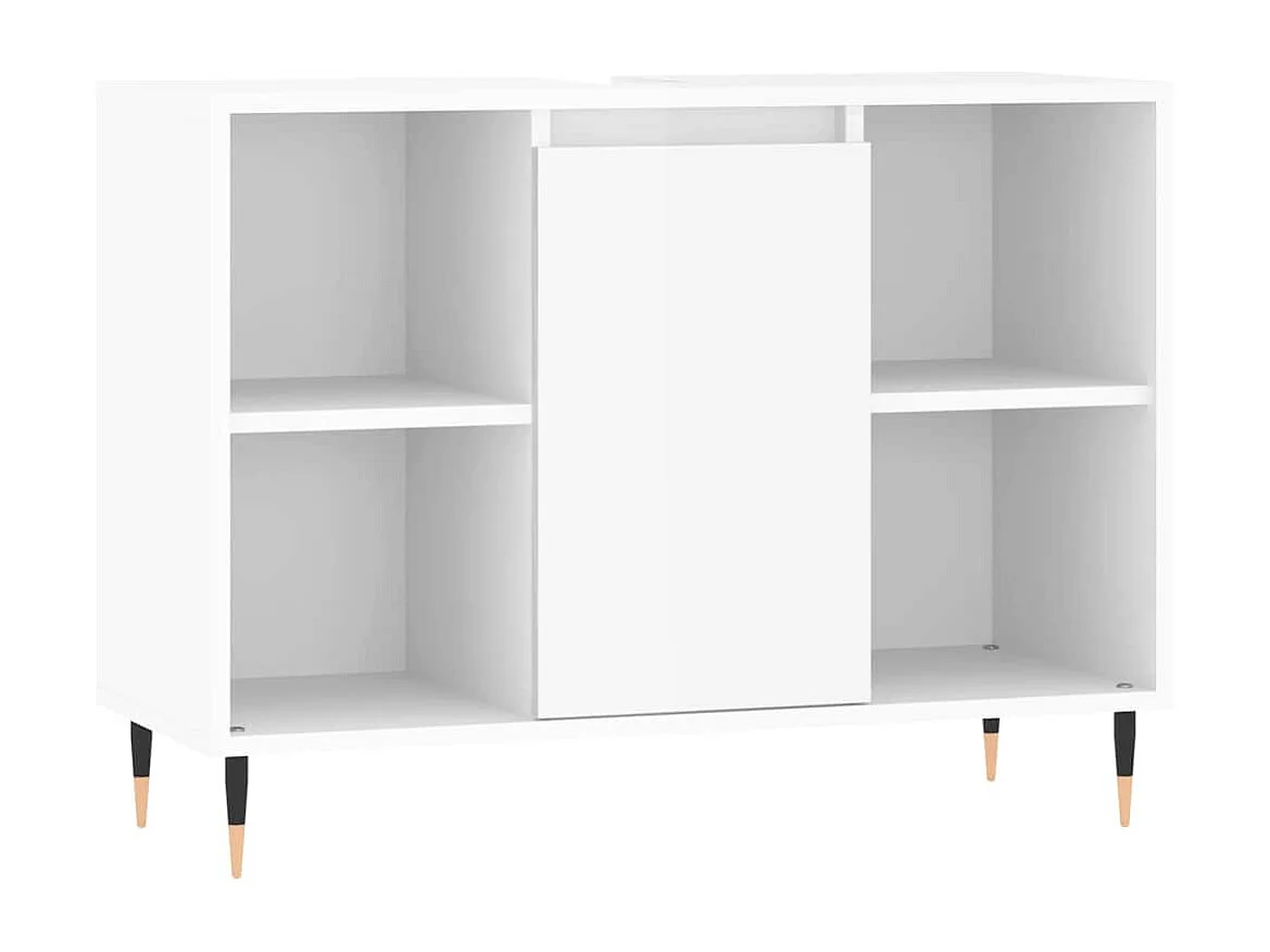 Mueble de baño madera de ingeniería blanco brillo 80x33x60 cm
