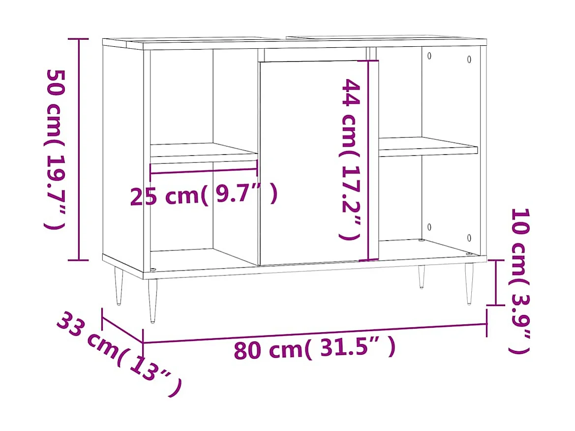 Mueble de baño madera de ingeniería blanco brillo 80x33x60 cm
