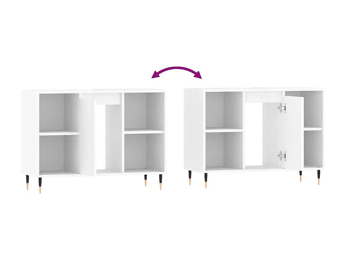 Mueble de baño madera de ingeniería blanco brillo 80x33x60 cm