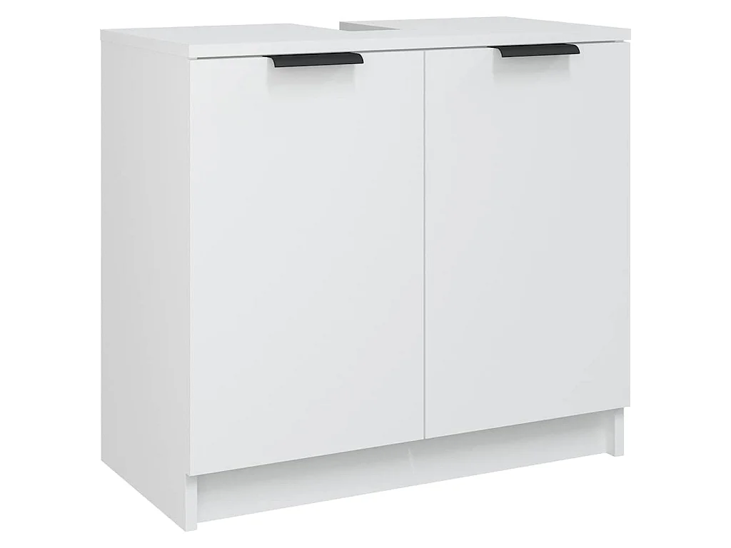 Meubles de salle de bain 5 pcs Blanc Bois d'ingénierie