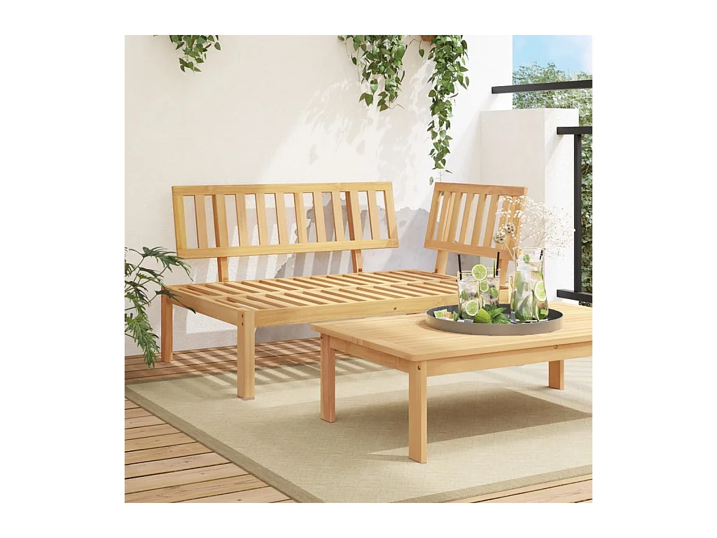 Divano Angolare da Giardino Pallet in Legno Massello di Acacia
