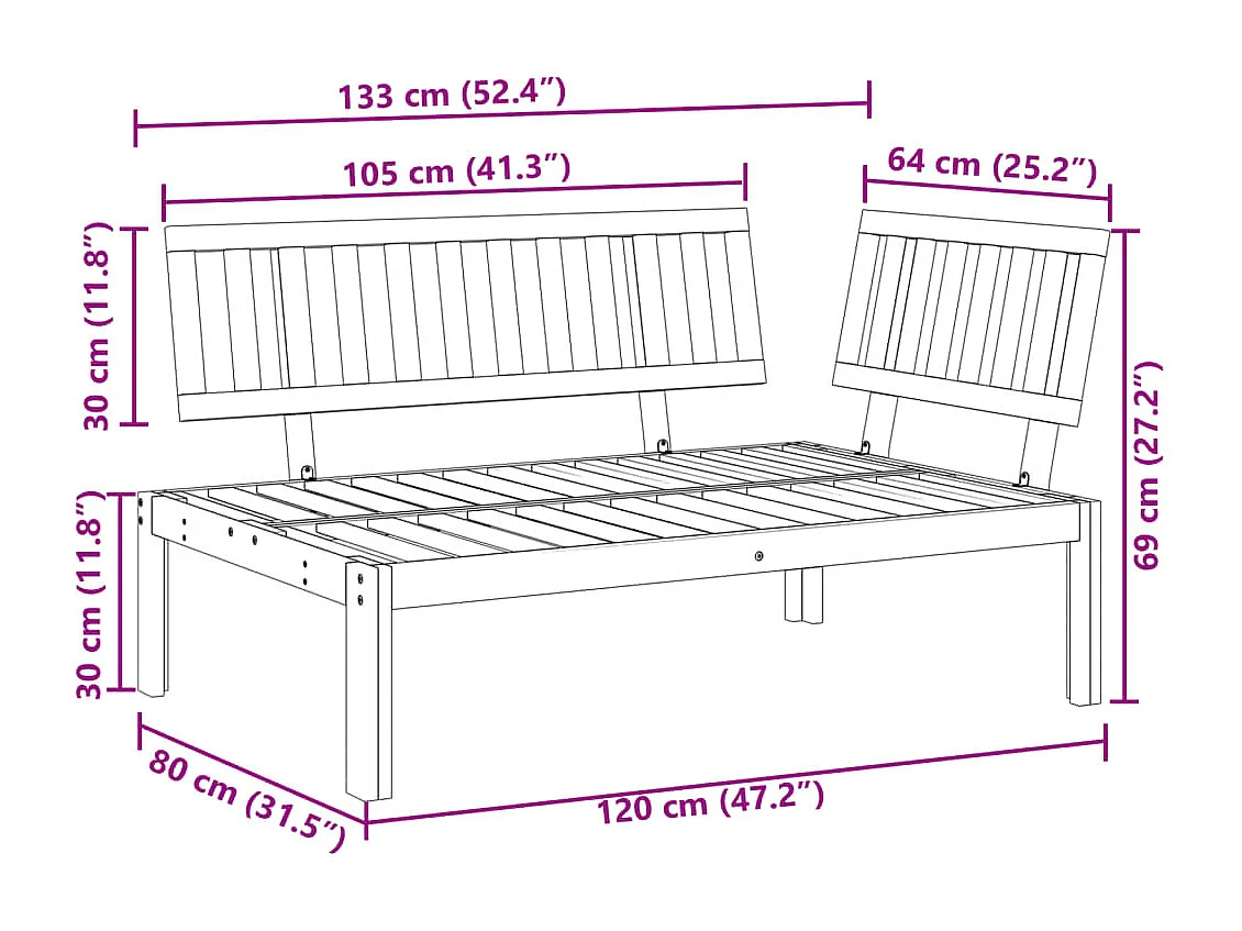Garten-Ecksofa aus Paletten Massivholz Akazie