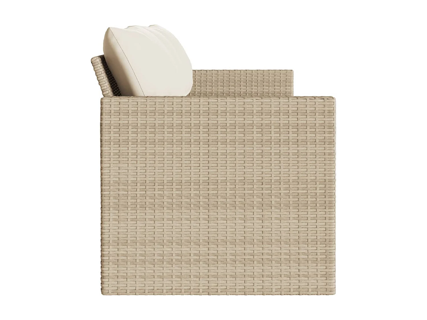 Gartensofa mit Kissen 3-Sitzer Beige Poly Rattan