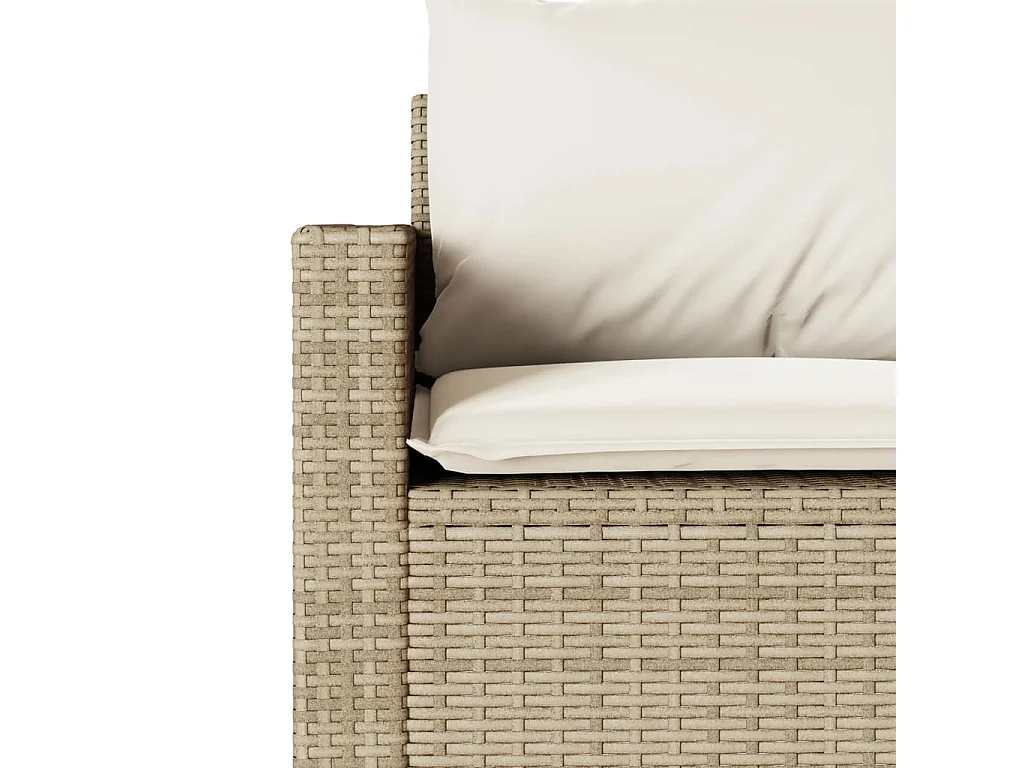 Gartensofa mit Kissen 3-Sitzer Beige Poly Rattan