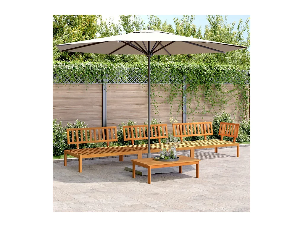 Set Divano Pallet da Giardino 4 pz in Legno Massello di Acacia