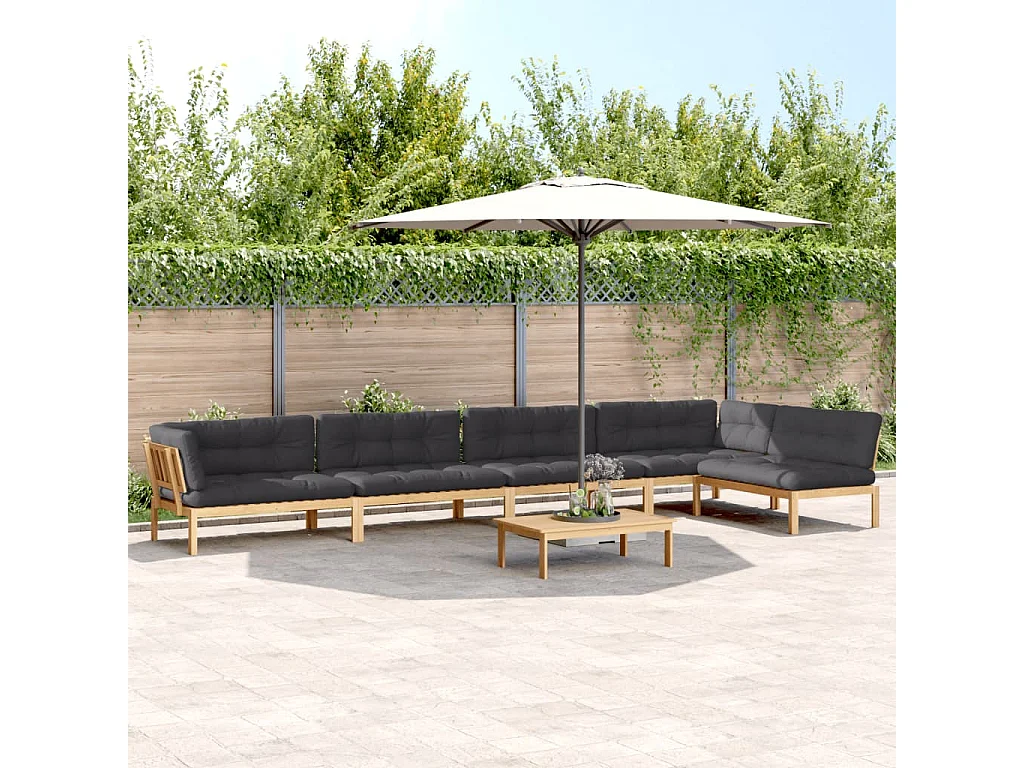 Salon palette de jardin avec coussins 6pcs bois d'acacia massif