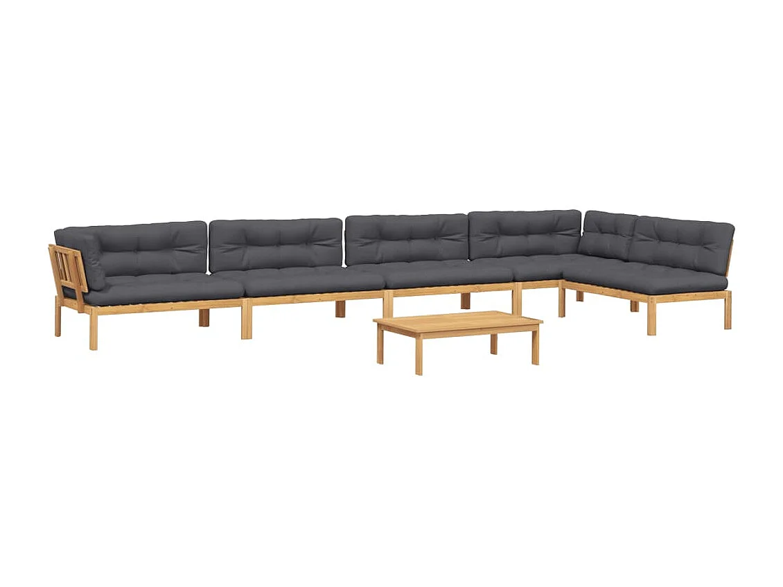 Salon palette de jardin avec coussins 6pcs bois d'acacia massif