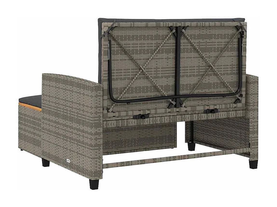 Tuinbank 2-zits met kussens poly rattan en acaciahout grijs