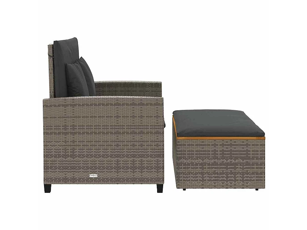 Divano Giardino con Cuscini 2 Posti Grigio in Polyrattan Acacia