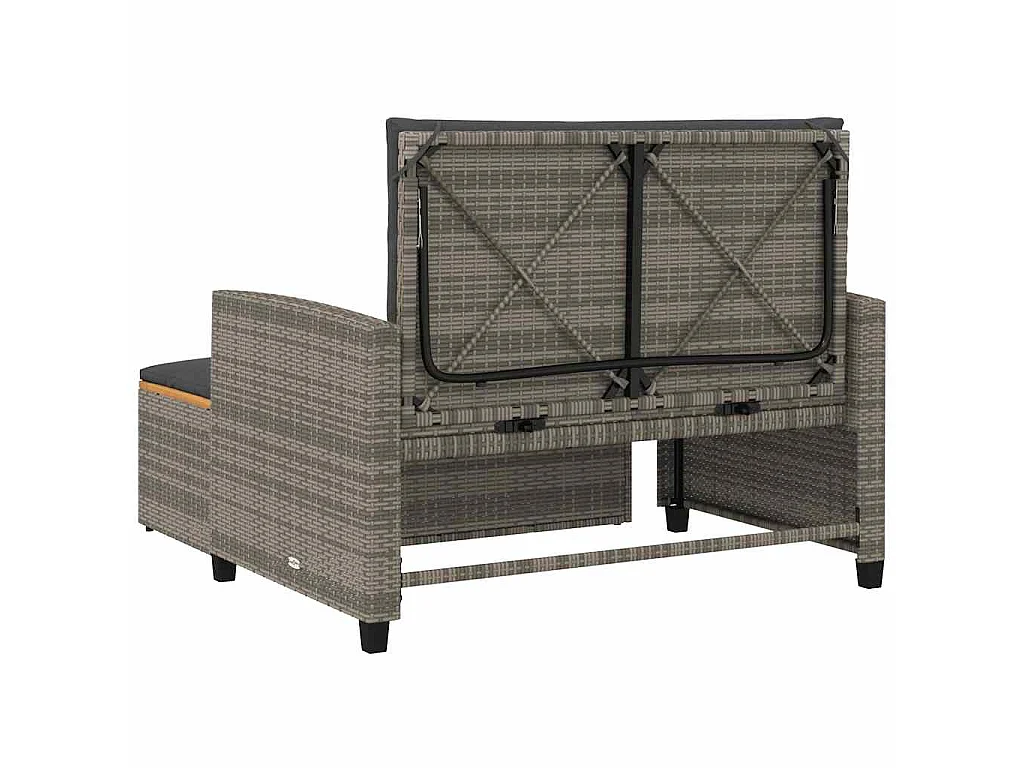 Divano Giardino con Cuscini 2 Posti Grigio in Polyrattan Acacia