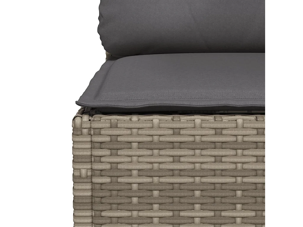 Canapé d'angle de jardin avec coussins gris résine tressée