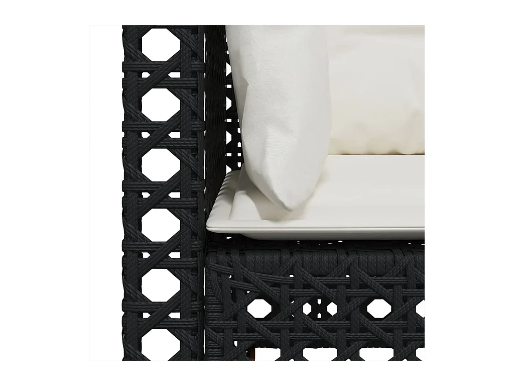 Canapés d'angle de jardin et coussins 2 pcs noir résine tressée