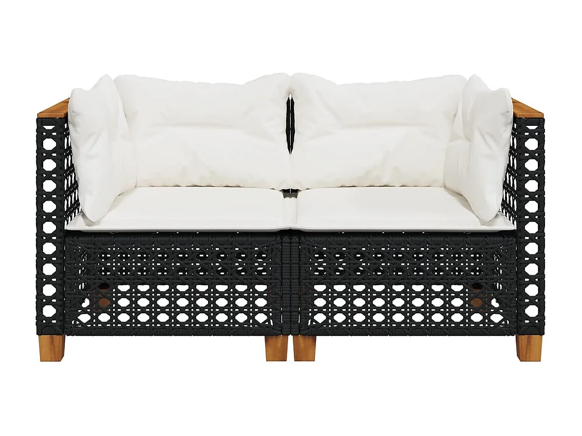 Tuinhoekbanken met kussens 2 st poly rattan zwart