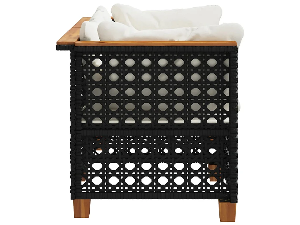 Canapés d'angle de jardin et coussins 2 pcs noir résine tressée