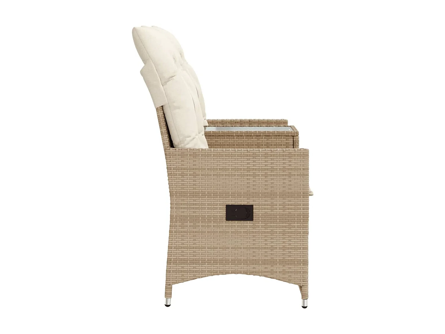 Divano Giardino Reclinabile 2 Posti Tavolino Beige Polyrattan