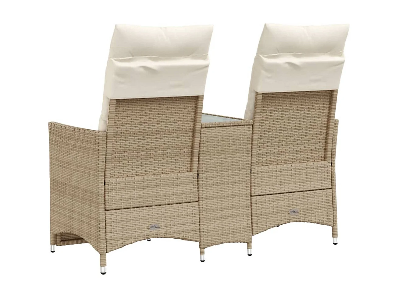 Divano Giardino Reclinabile 2 Posti Tavolino Beige Polyrattan
