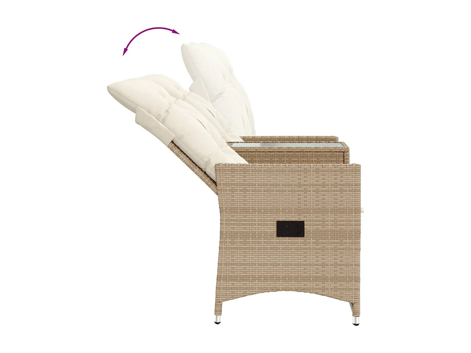 Divano Giardino Reclinabile 2 Posti Tavolino Beige Polyrattan