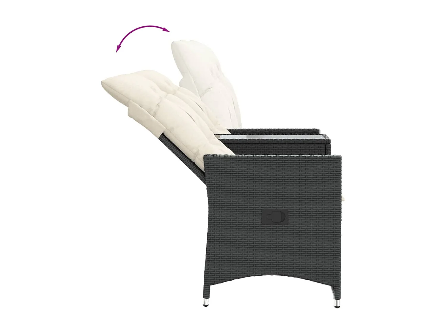 Tuinbank 2-zits verstelbaar met tafel poly rattan zwart