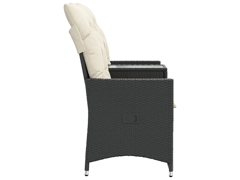 Divano Giardino Reclinabile 2Posti con Tavolino Nero Polyrattan