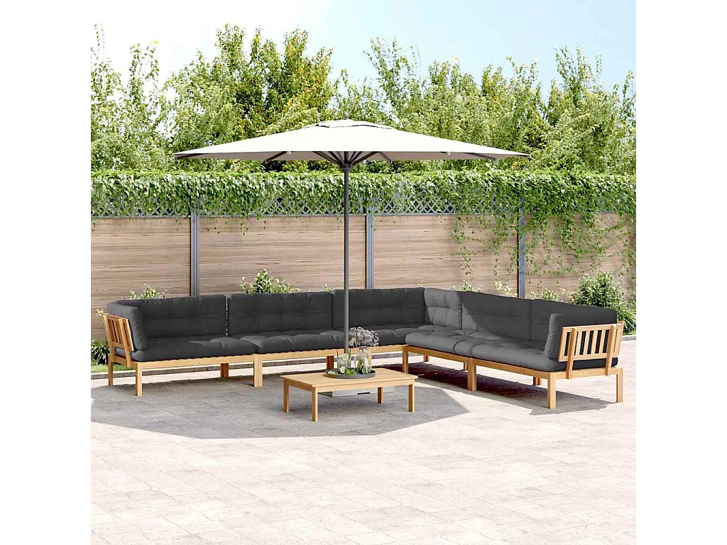 Set de sofás de palets de jardín y cojines 6 pzas madera acacia