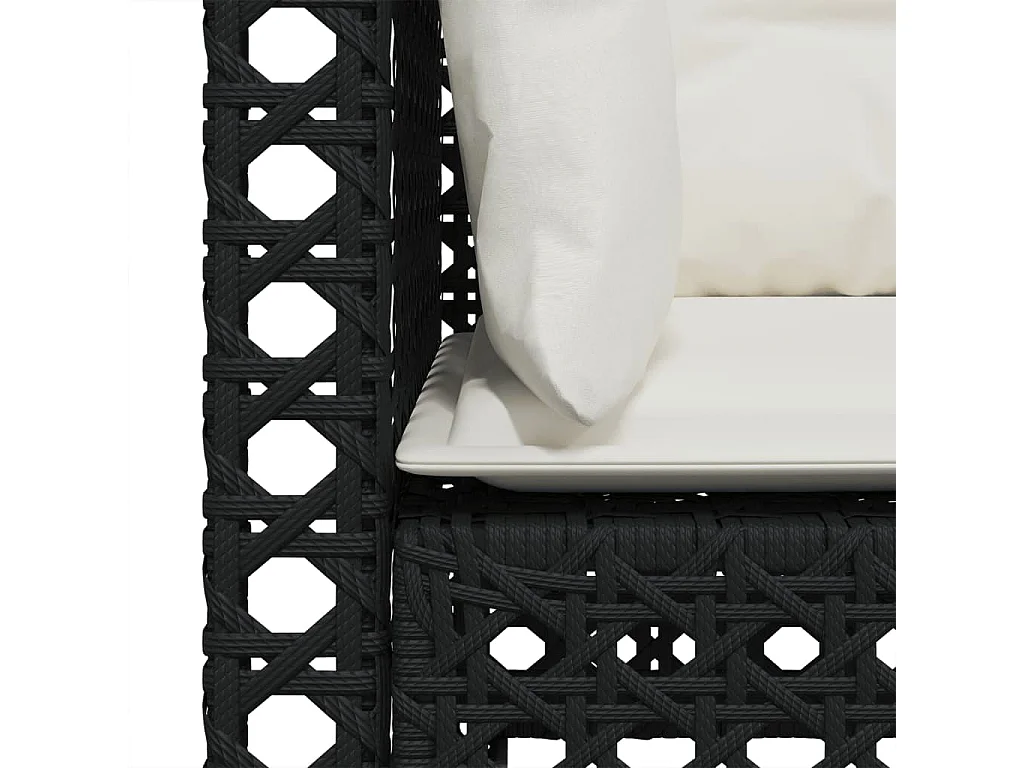 Tuinbank 3-zits met kussens poly rattan zwart