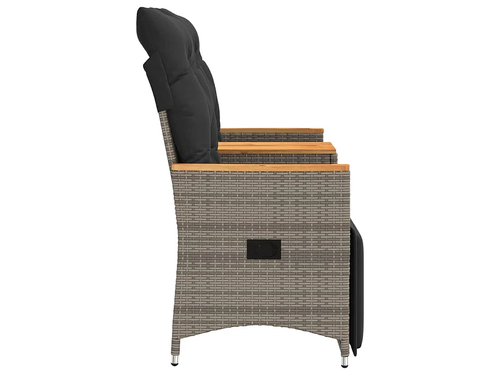Tuinbank 2-zits verstelbaar met tafel poly rattan grijs