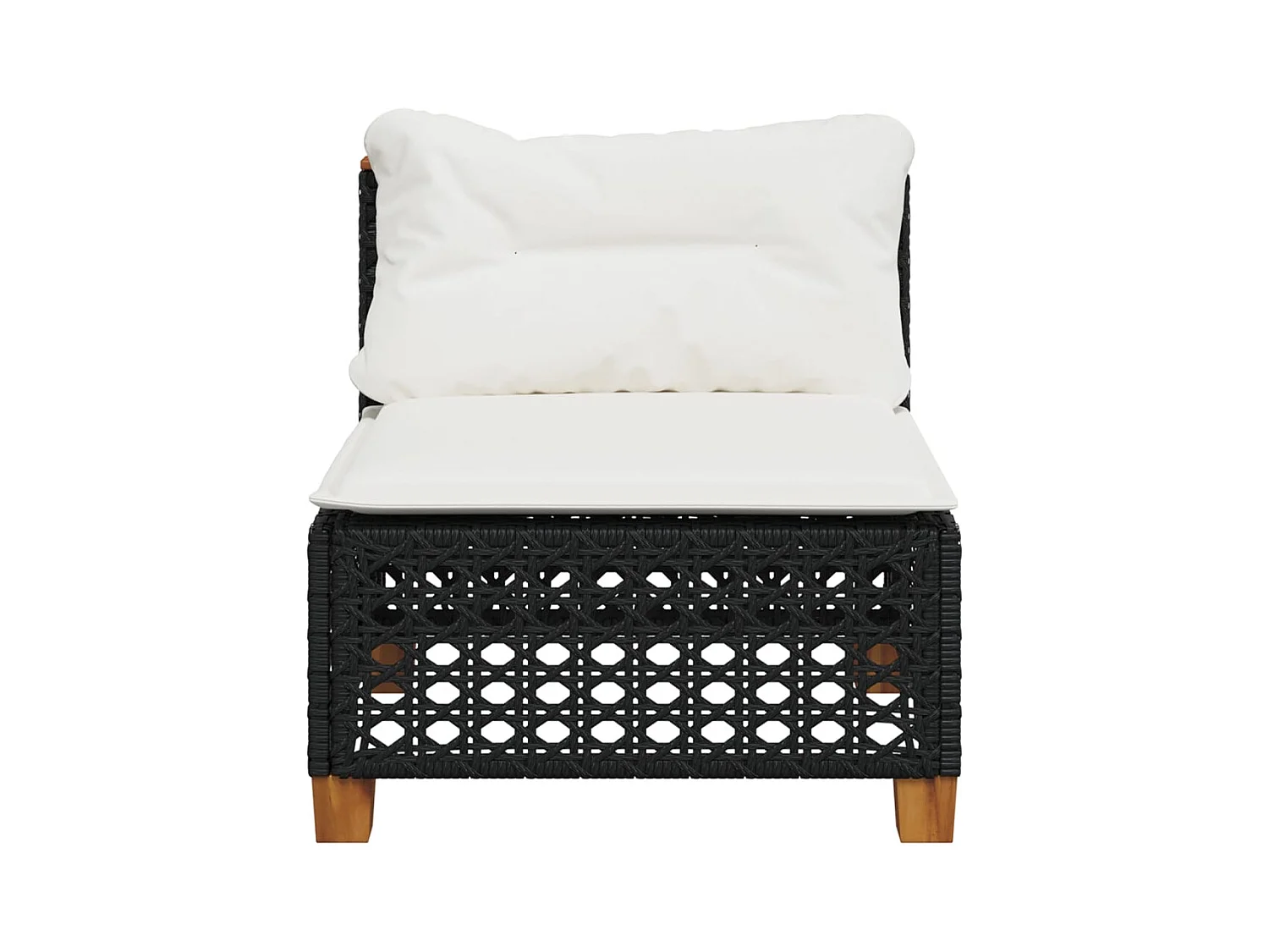 Tuinbank zonder armleuning met kussens poly rattan zwart