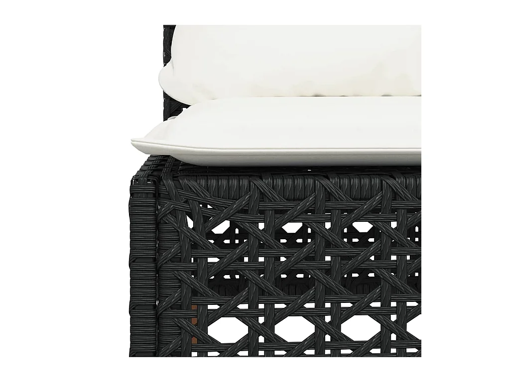 Tuinbank zonder armleuning met kussens poly rattan zwart