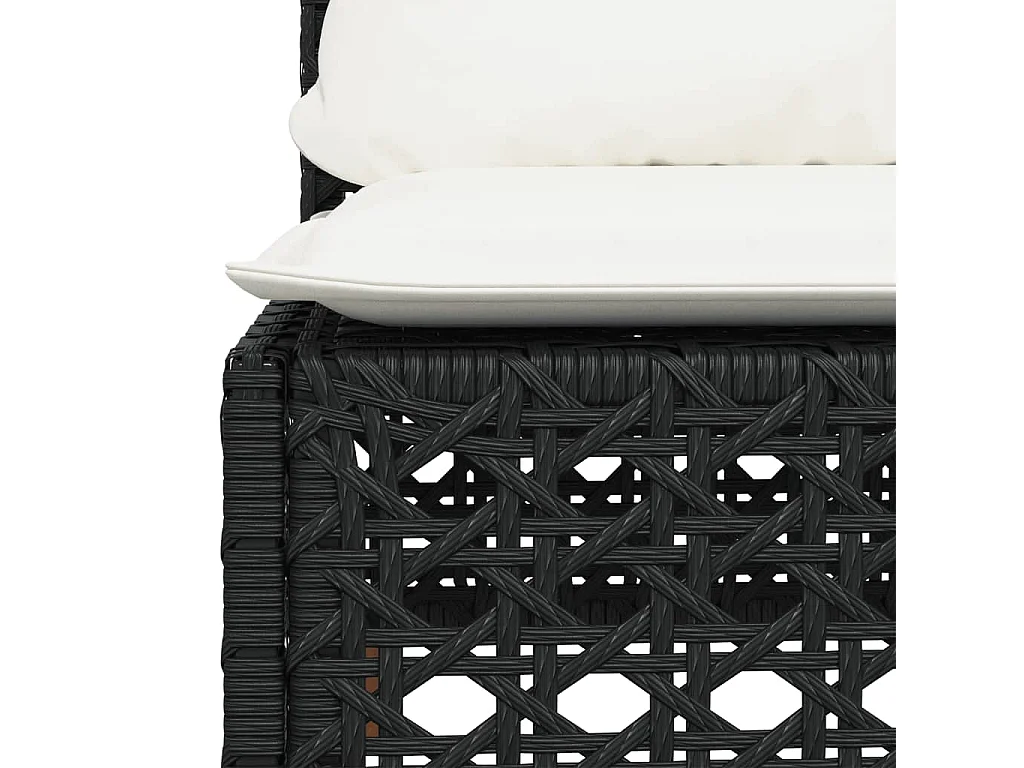 Canapé de jardin sans accoudoirs coussins noir résine tressée