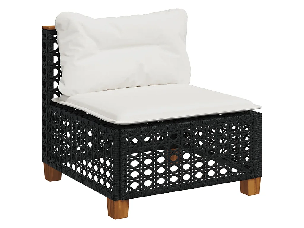 Canapé de jardin sans accoudoirs coussins noir résine tressée