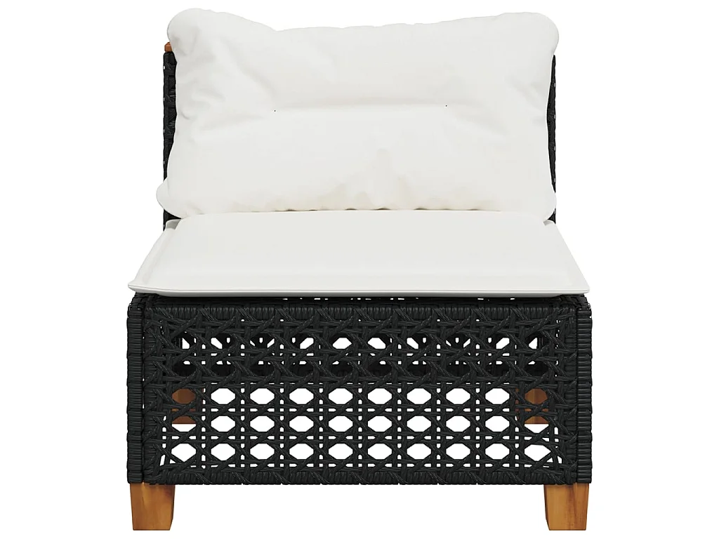 Canapé de jardin sans accoudoirs coussins noir résine tressée